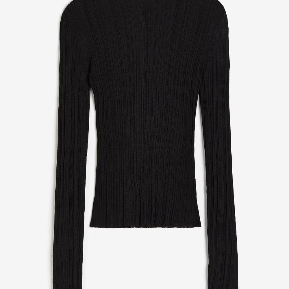 H&M Black Ribbed Long Sleeve Top